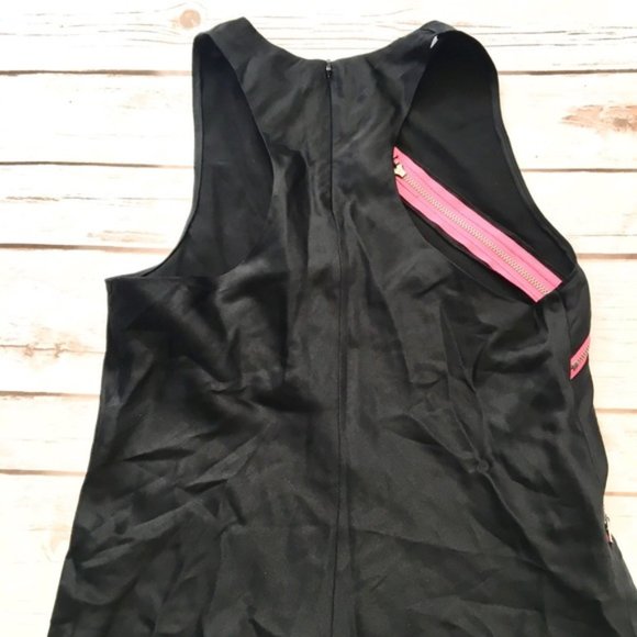 Black silk racerback tank with real pink zippers - Picture 5 of 8